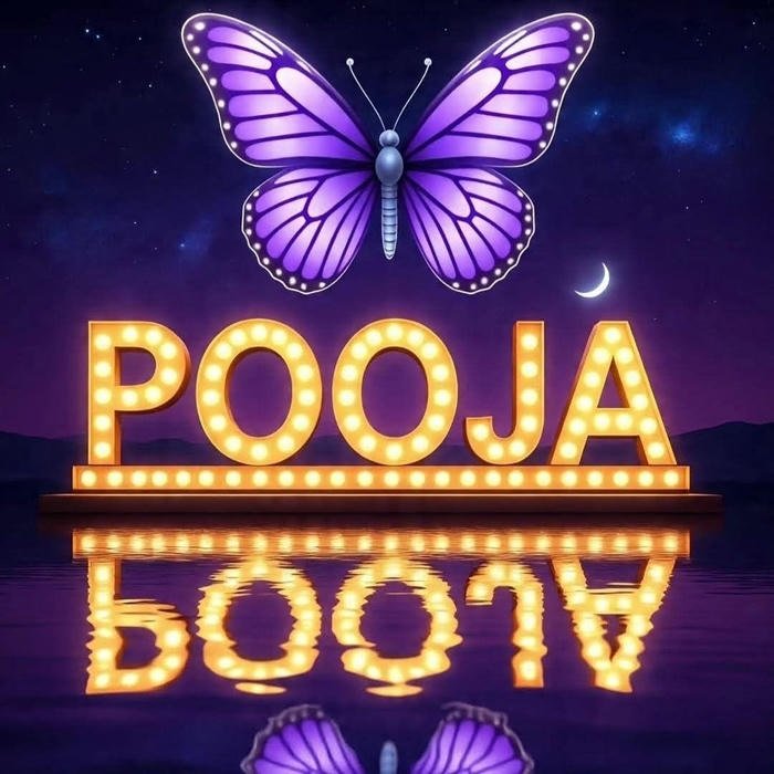 Pooja name dp calm mood flying butterflies