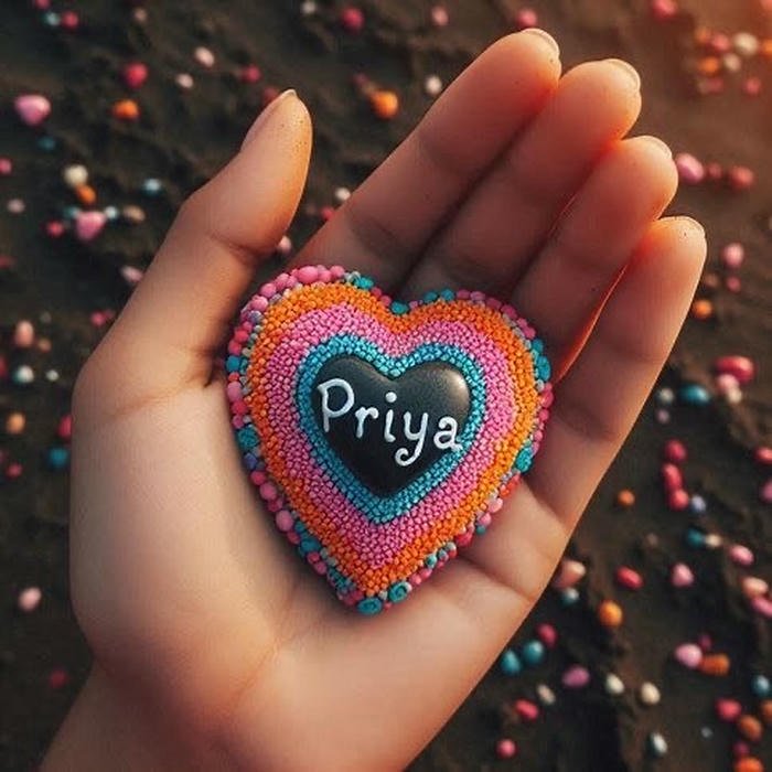 Priya name dp soft look heart theme