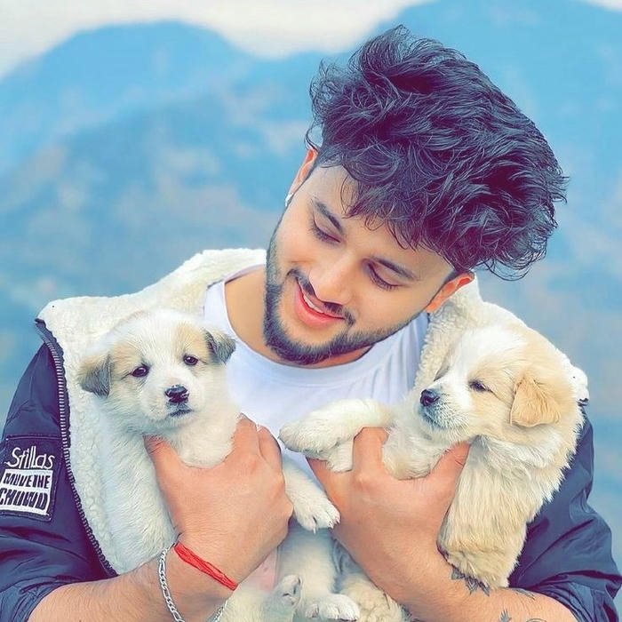 Punjabi boy dp cute guy holding white fluffy puppy dog