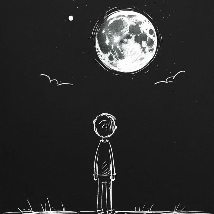 Sad boy dp hd lonely figure standing under full moon