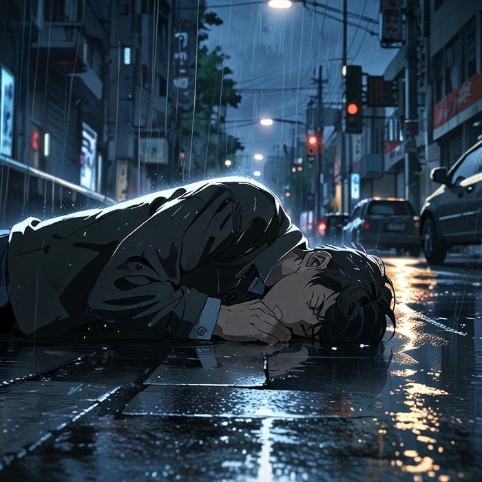 Sad boy dp hd person lying on wet ground raining