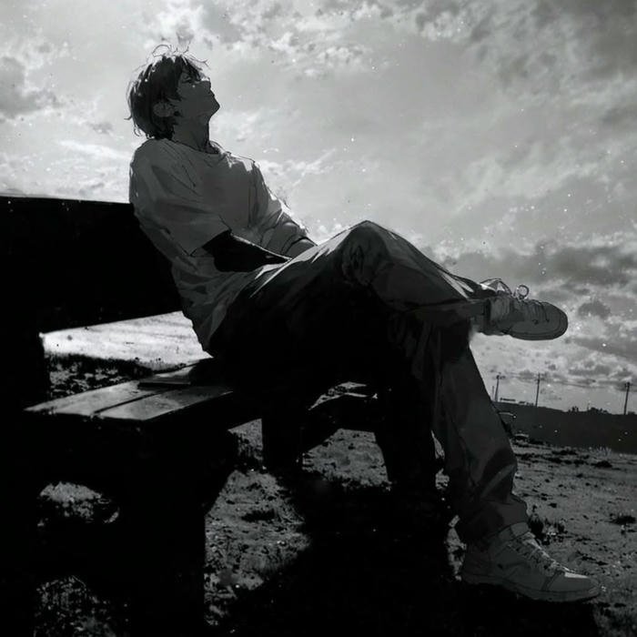 Sad boy dp hd silhouette sitting alone on bench outdoors