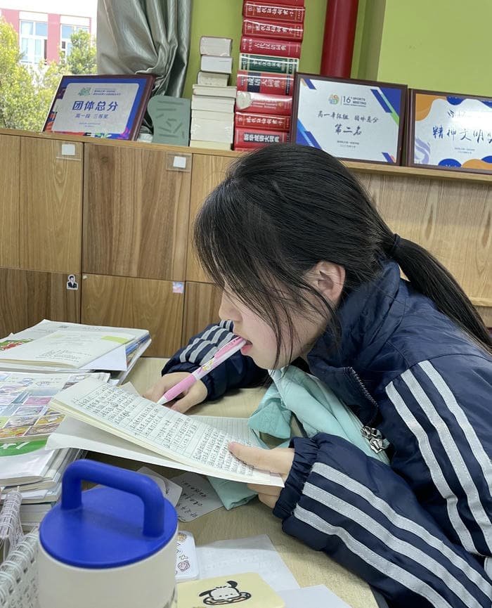 Serious exam preparation dp for girl