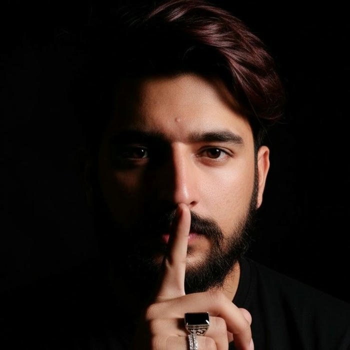 Silent boy dp bearded man finger on lips dark