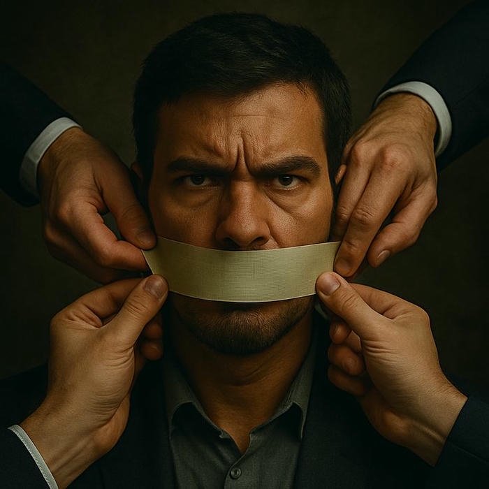 Silent boy dp man mouth taped shut hands holding