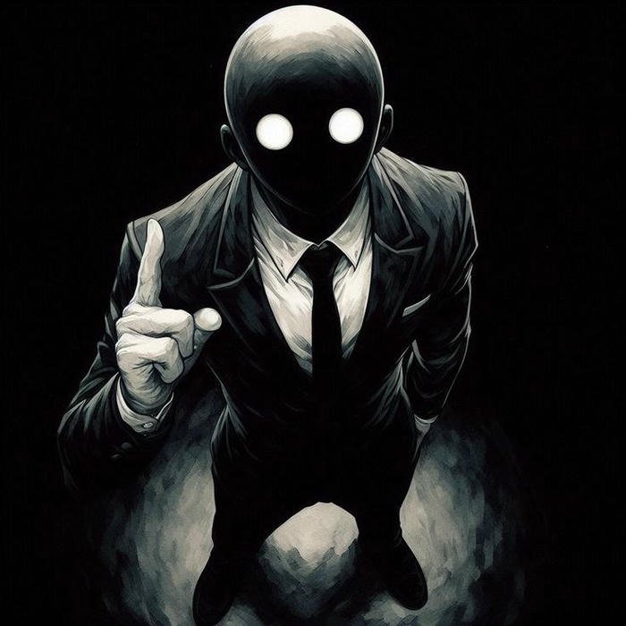 Silent boy dp scary monster in suit silence pose