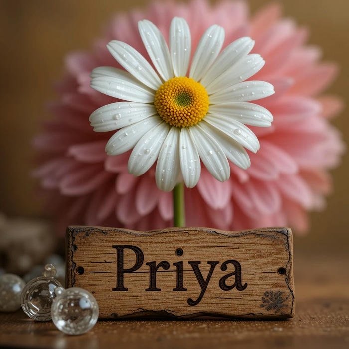 Simple portrait based on priya name dp flowers