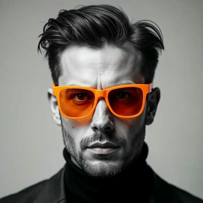 Smart boy dp trendy man orange sunglasses black background