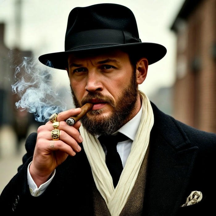 Smoker boy dp classy man in hat smoking cigar outdoors