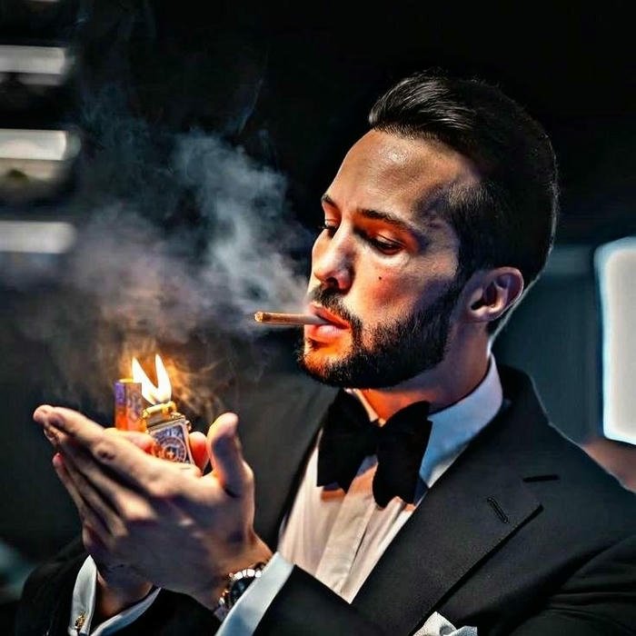 Smoker boy dp elegant man lighting cigarette wearing bow tie