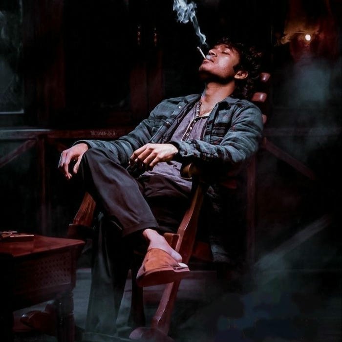 Smoker boy dp lonely man sitting in chair smoking dark