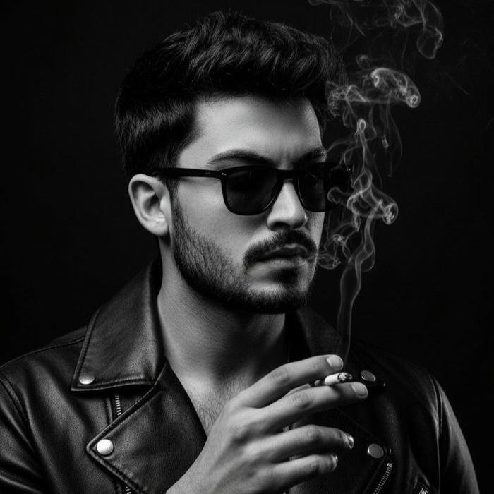 Smoker boy dp stylish man sunglasses smoking cigarette black jacket