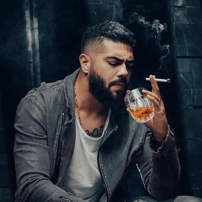 Smoker boy dp tough guy leather jacket smoking drinking alcohol