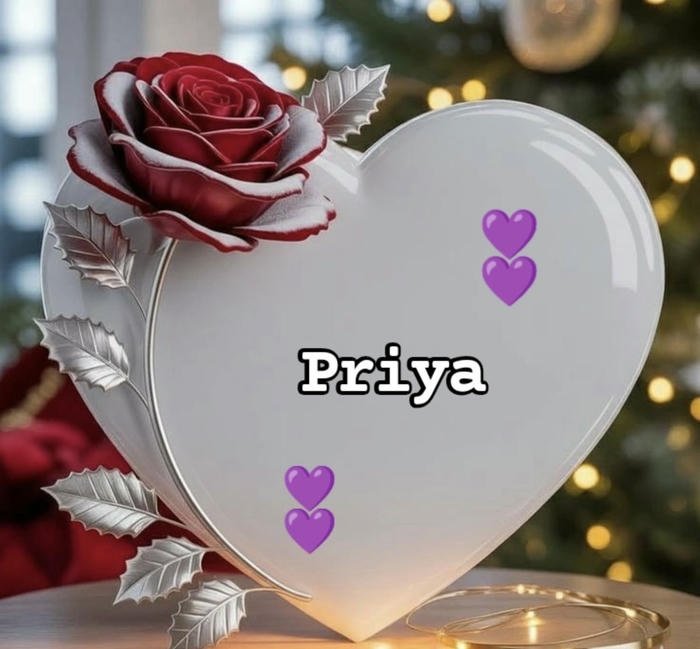 Stylish priya name dp with glowing heart