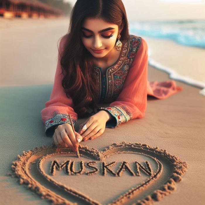 a girl in the beach muskan name dp