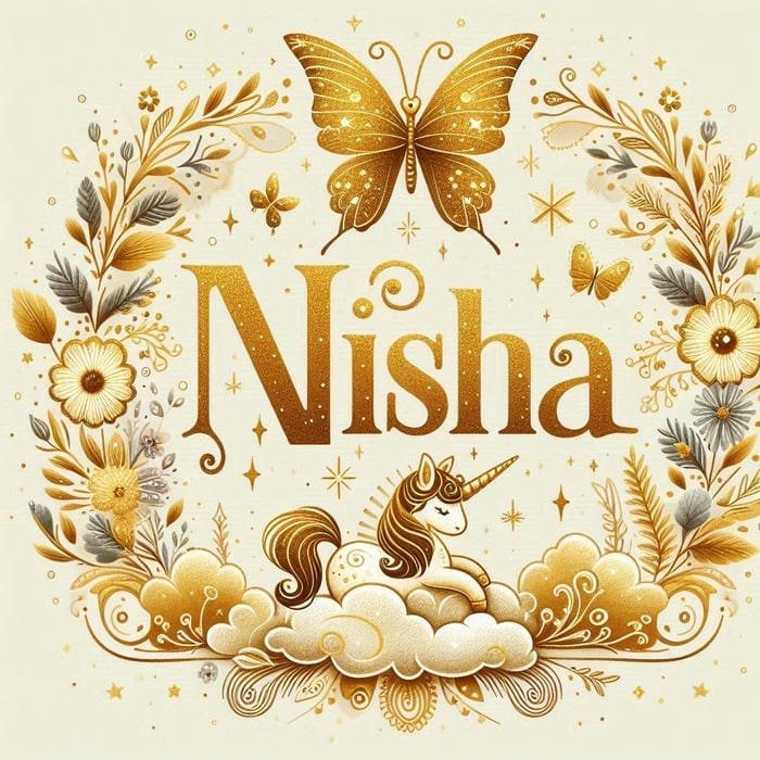 peaceful elegance drawn into nisha name dp