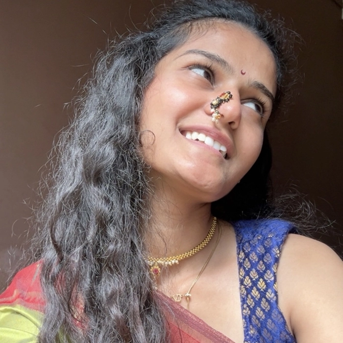 Aesthetic Marathi girl image with traditional jewelry modern vibes