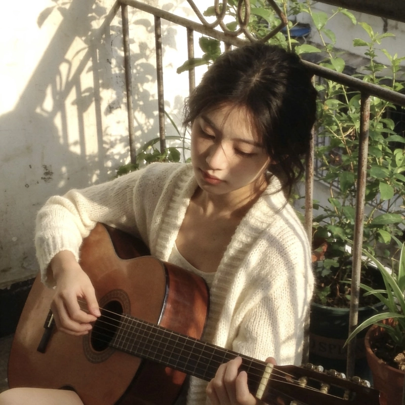 Beautiful girl with guitar dp in a casual setting