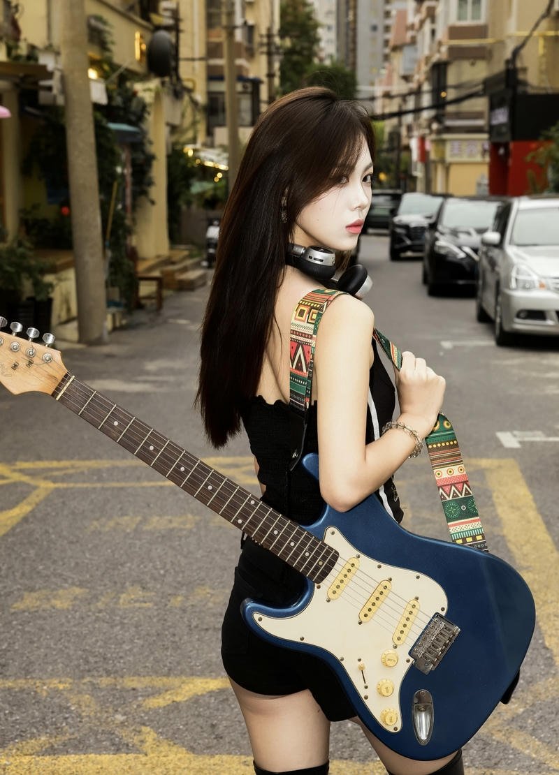 Calm aura girl with guitar dp peaceful relaxing mood