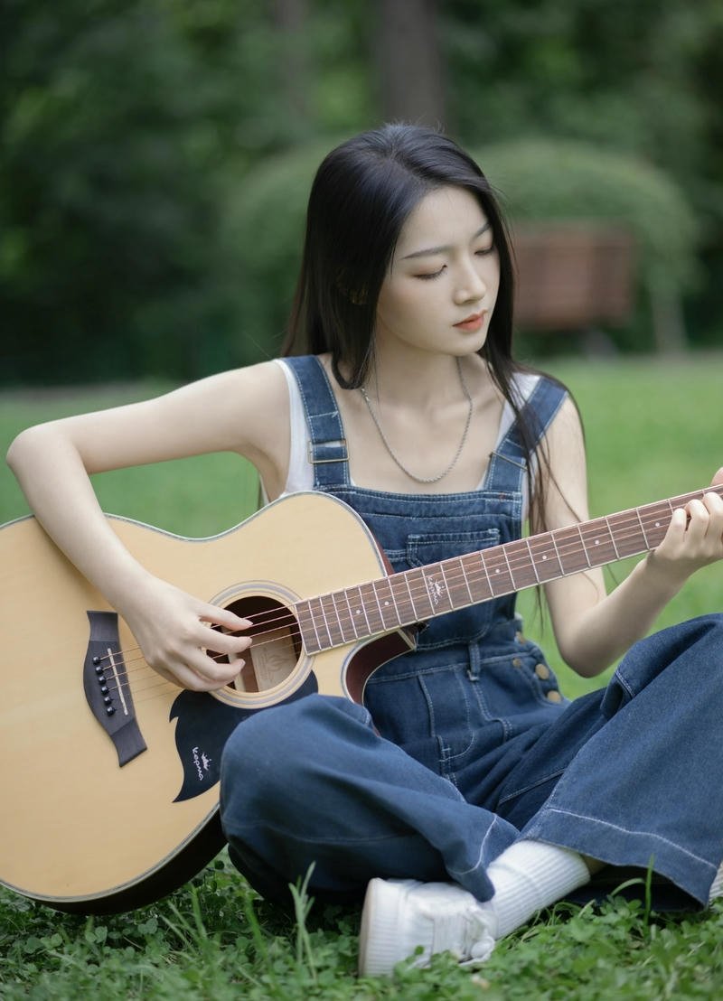 Cute vibe girl with guitar dp playful happy mood