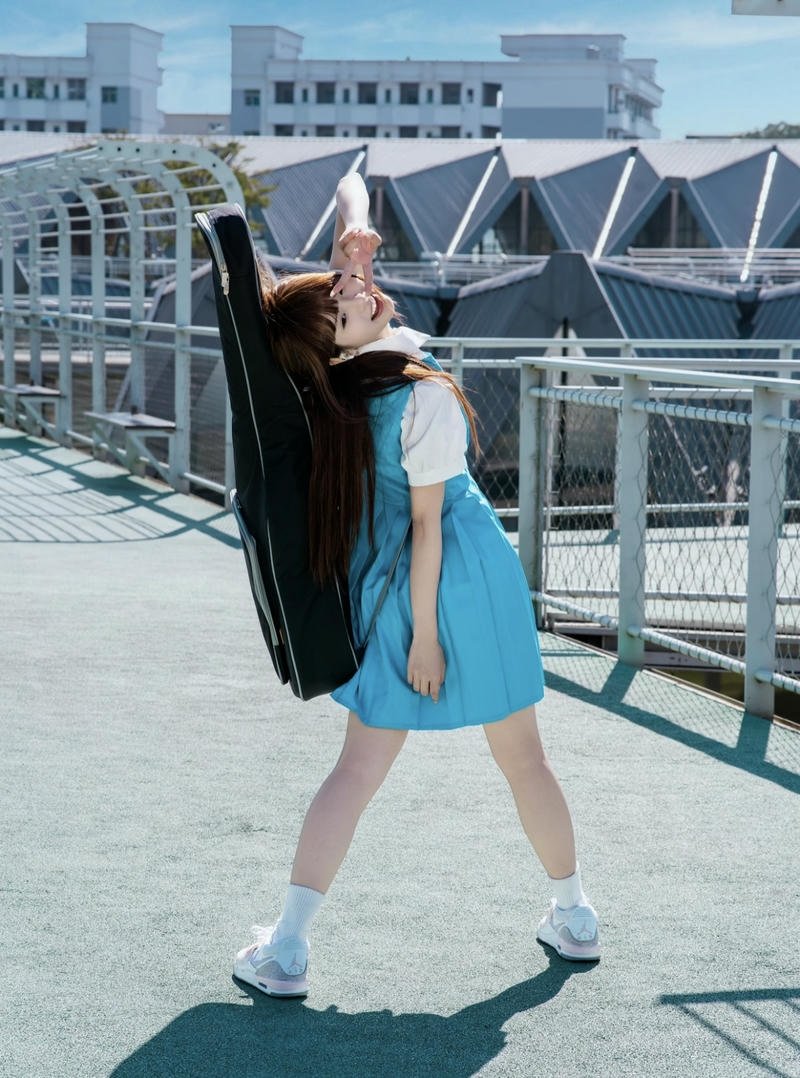 Golden hour girl with guitar dp warm sunlight glow