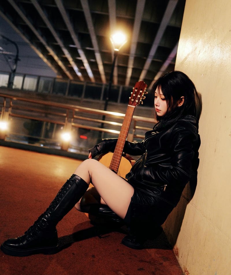 Lazy day girl with guitar dp relaxed chill feeling