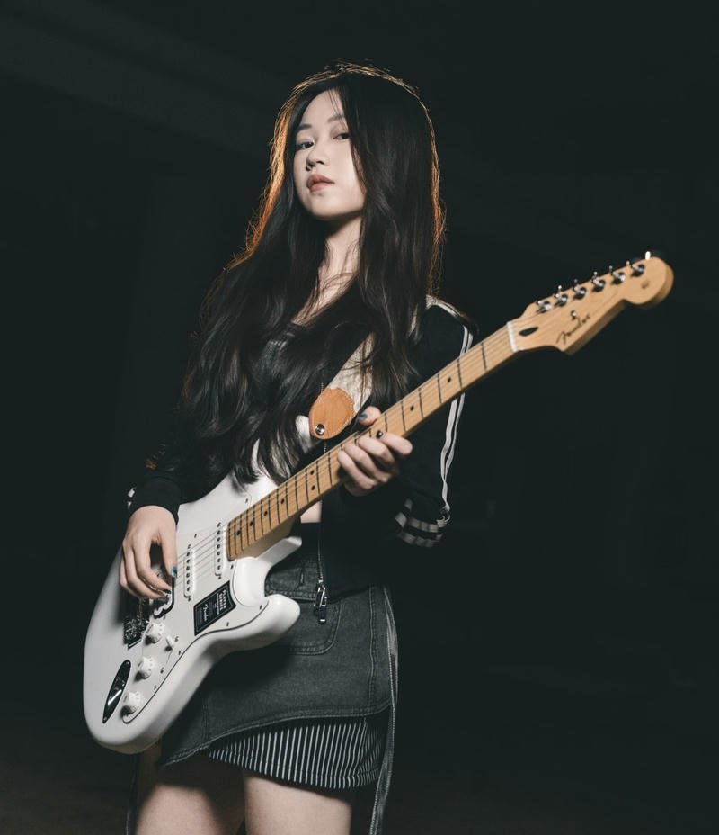 Lonely vibe girl with guitar dp late night feeling