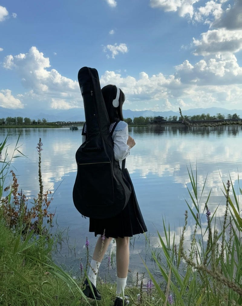 Sad mood girl with guitar dp quiet lonely vibe