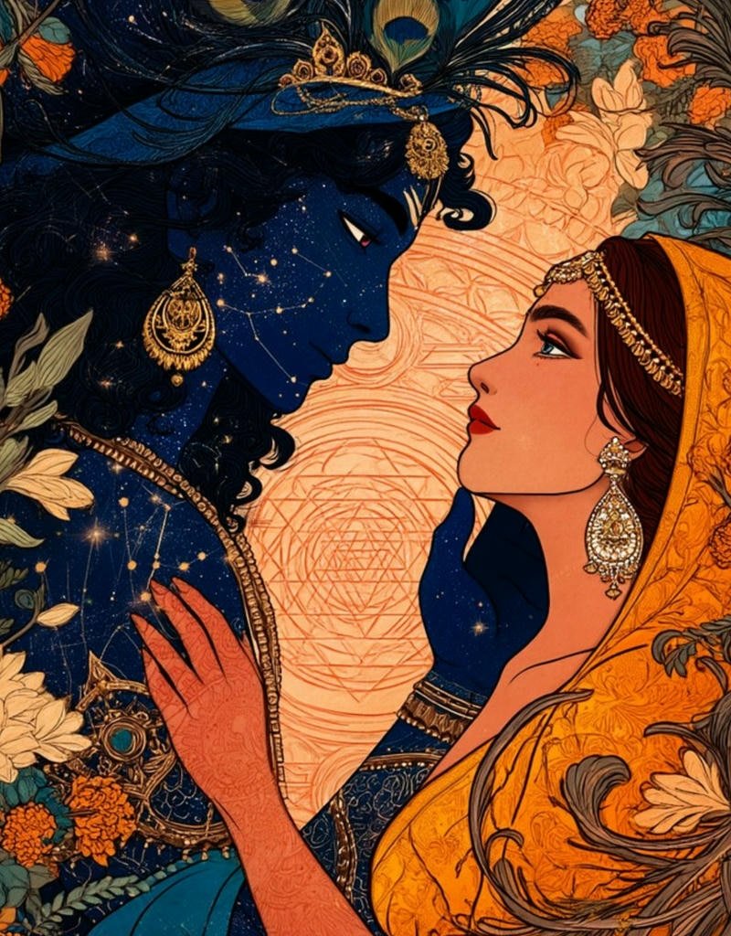 Aesthetic divine couple radha krishna anime dp for inspiration