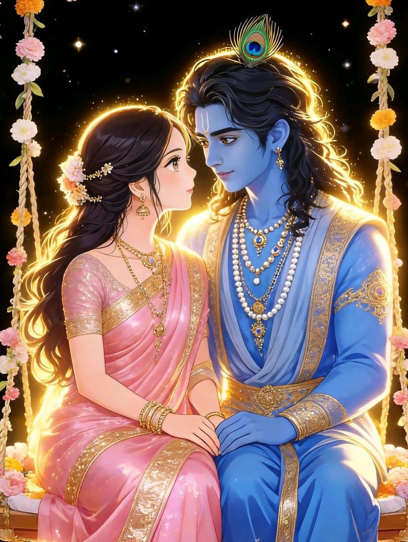 Beautiful anime profile ideas with spiritual vibes radha krishna anime dp