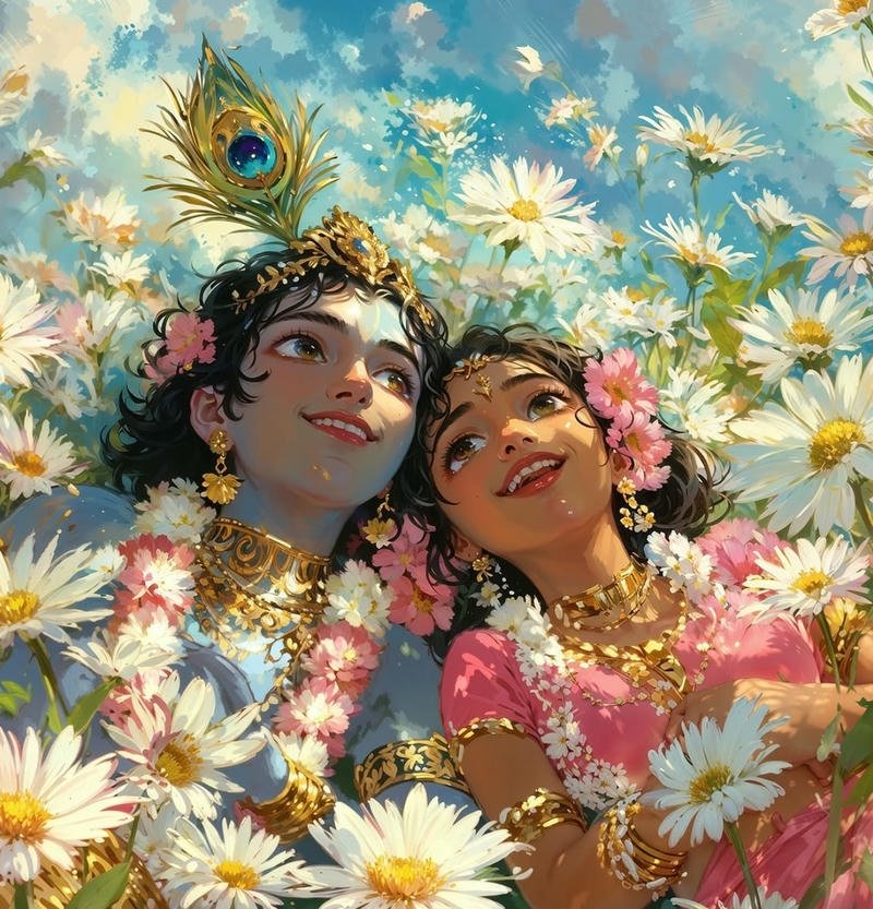 Beautiful flute theme radha krishna anime dp for profile pictures