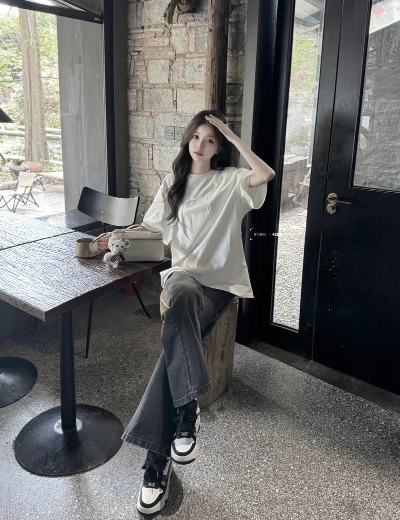 Chic denim fashion stylish girl dp elegant casual aesthetic look