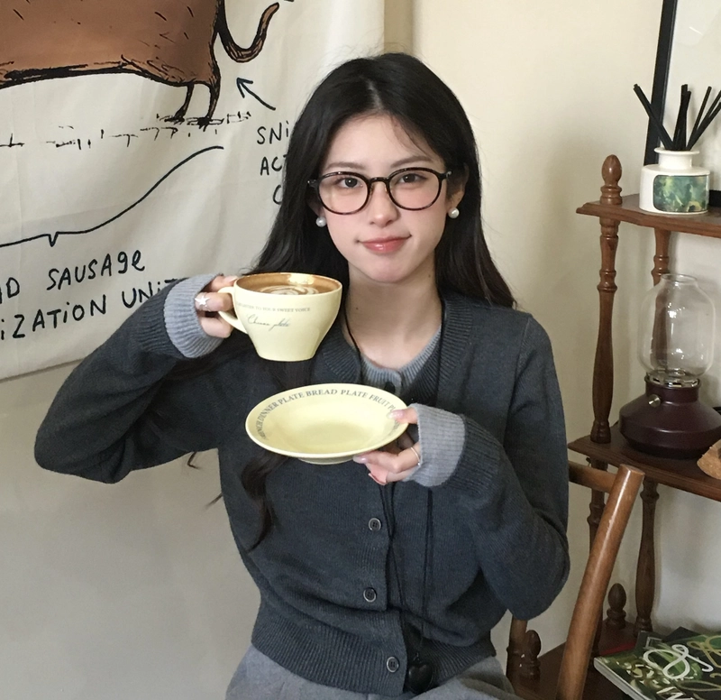 Chill coffee date vibes with stylish outfit cute girl with coffee cup dp