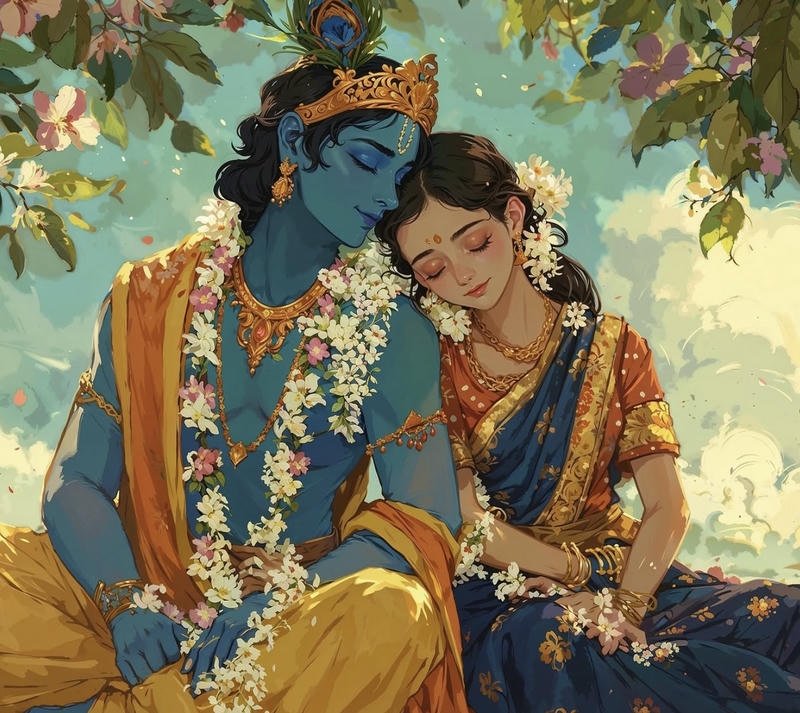 Cute blue theme devotional radha krishna anime dp profiles