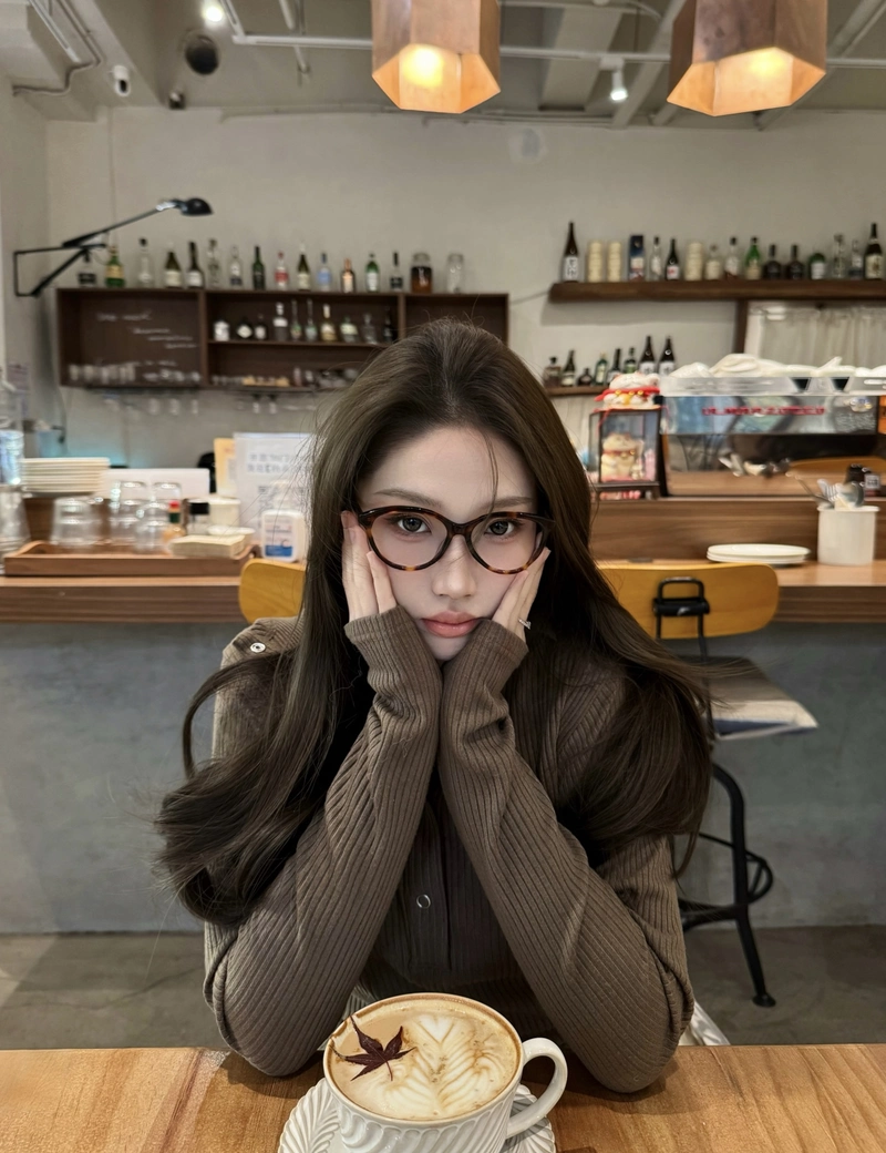 Cute girl with coffee cup dp stylish cafe fashion vibe