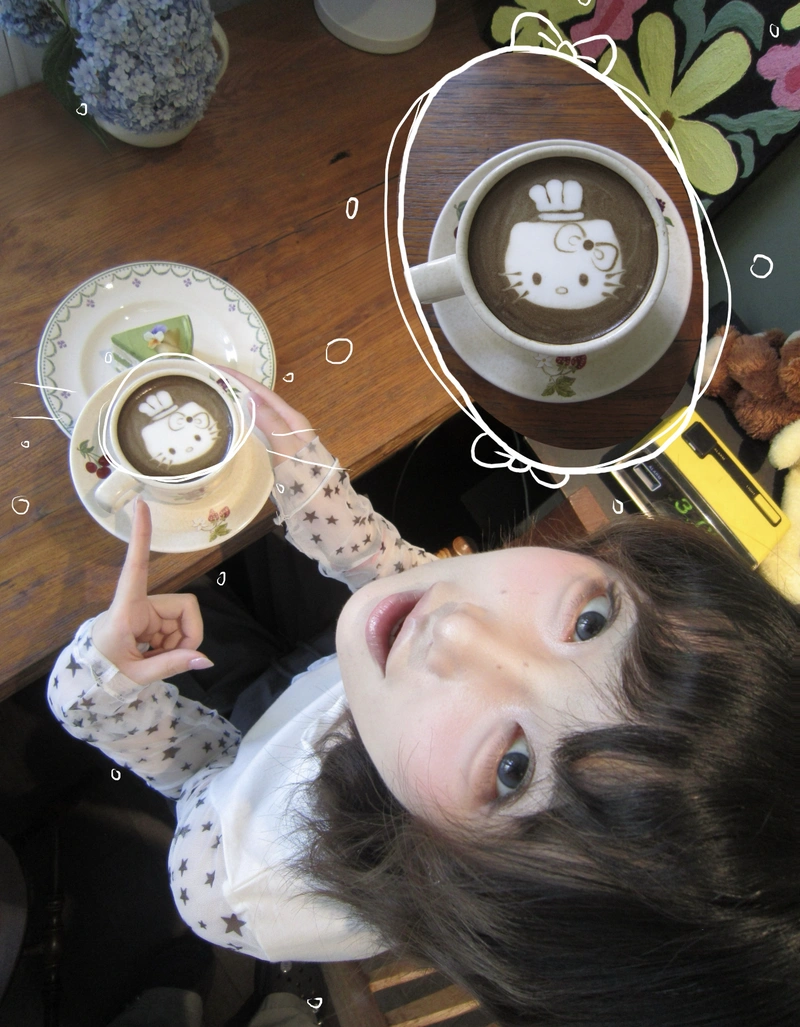 Cute girl with coffee cup dp warm smile aesthetic feel