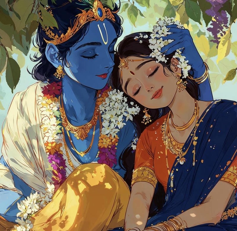 Dark blue glowing art radha krishna anime dp aesthetic style