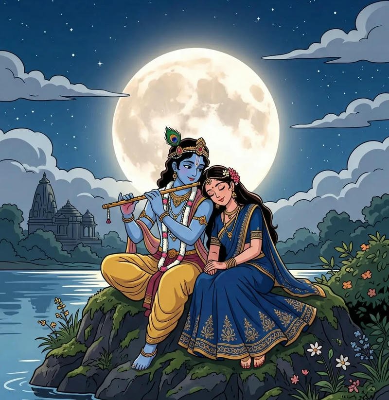 Dreamy floral anime icons with romantic atmosphere radha krishna anime dp