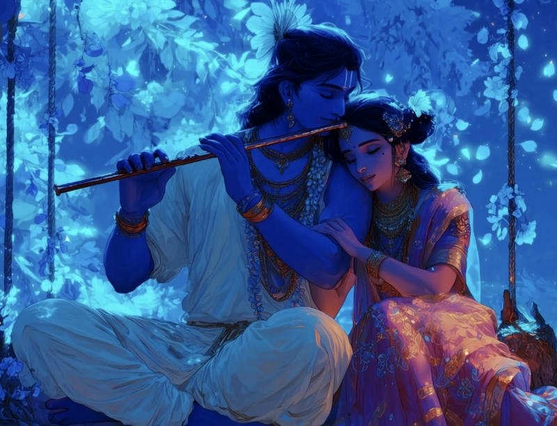 Dreamy love story inspired radha krishna anime dp icons