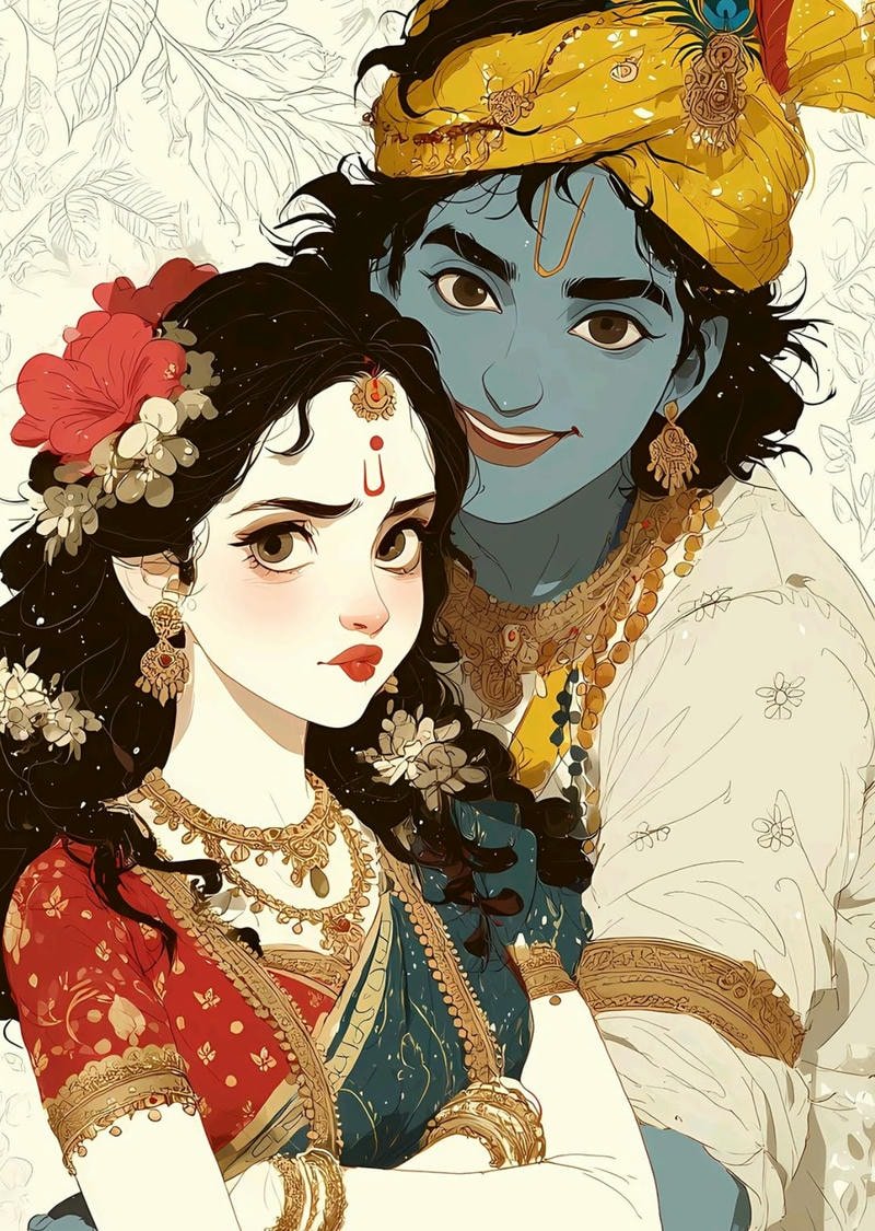 Elegant anime love inspired devotional profile pictures radha krishna anime dp