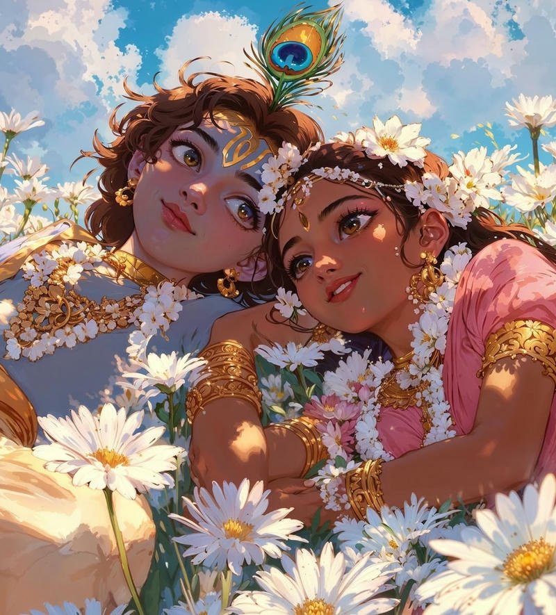 Elegant spiritual matching radha krishna anime dp for lovers