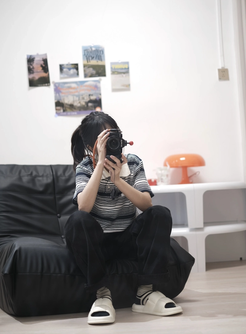 Girls dp with camera soft focus shot capturing dreamy aesthetic vibe