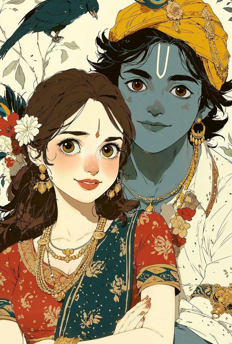 Peaceful anime romance with divine atmosphere radha krishna anime dp