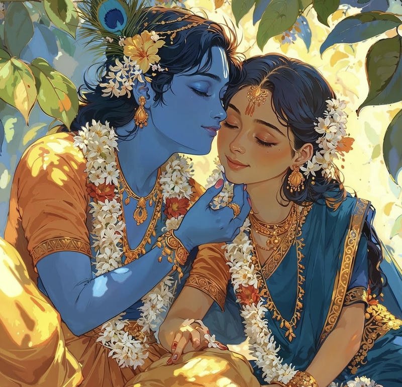 Peaceful moonlight art aesthetic radha krishna anime dp inspiration