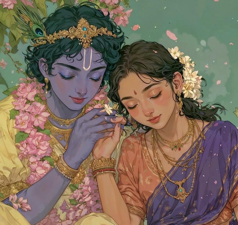 Peaceful romantic atmosphere profiles radha krishna anime dp vibes