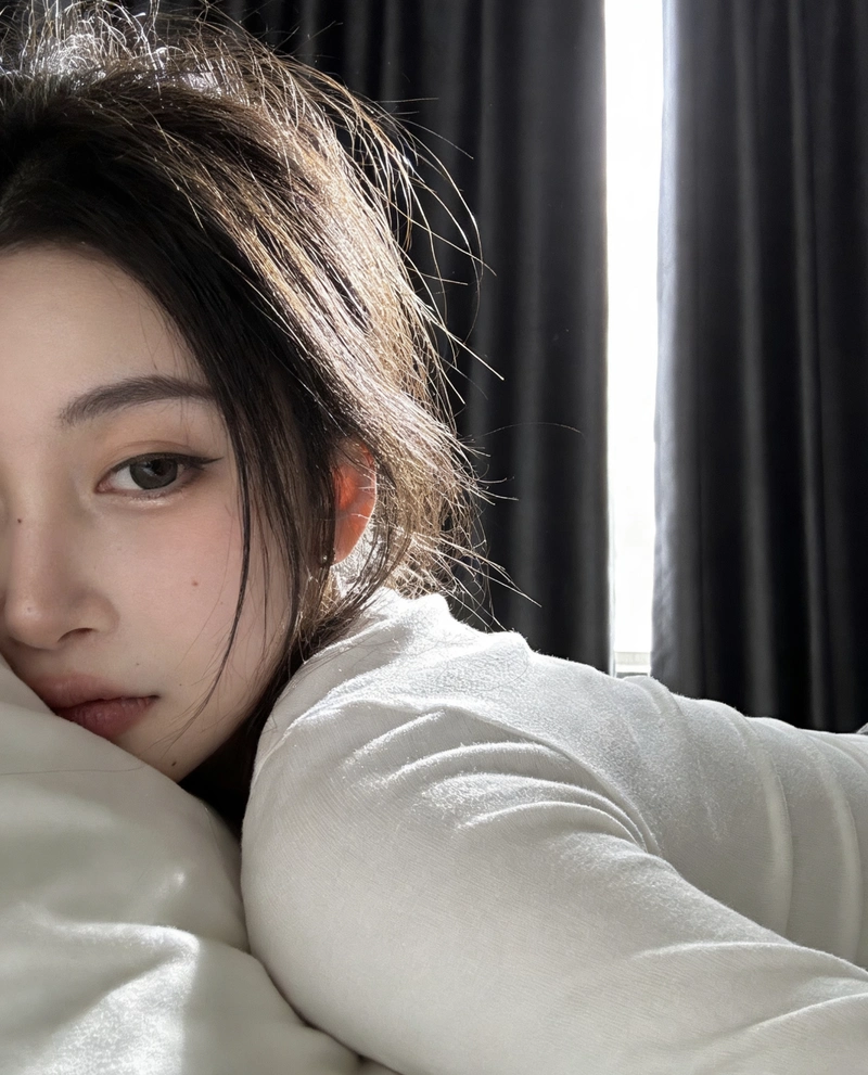 Pretty look half face girl dp charming face vibe