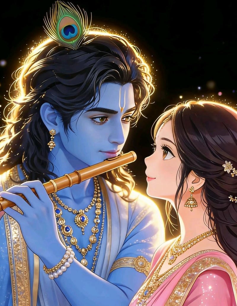 Romantic anime inspired devotional aesthetic icons radha krishna anime dp