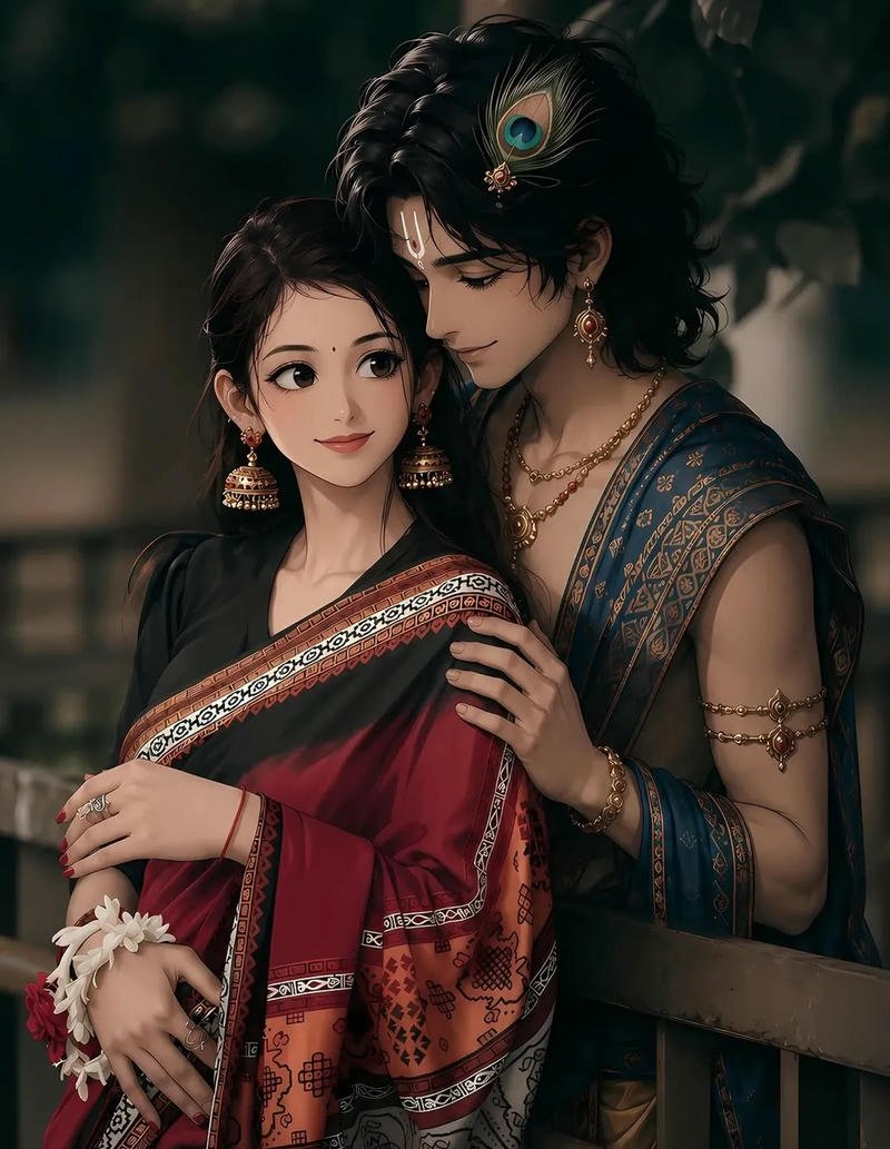 Romantic anime scenery inspired by vrindavan radha krishna anime dp
