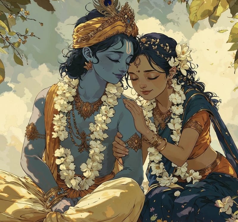 Romantic spiritual anime pfp radha krishna anime dp pastel vibes