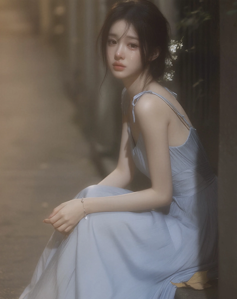 Silent tears mood off dp girl pic with calm sad aura